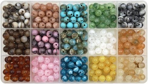 INSPIRELLE Acrylic Beads 450pcs Imitation-Gemstone Round Loose Beads for Jewelry Bracelets Necklace Making in Saudi Arabia