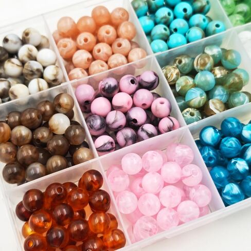 INSPIRELLE Acrylic Beads 450pcs Imitation-Gemstone Round Loose Beads for Jewelry Bracelets Necklace Making in Saudi Arabia