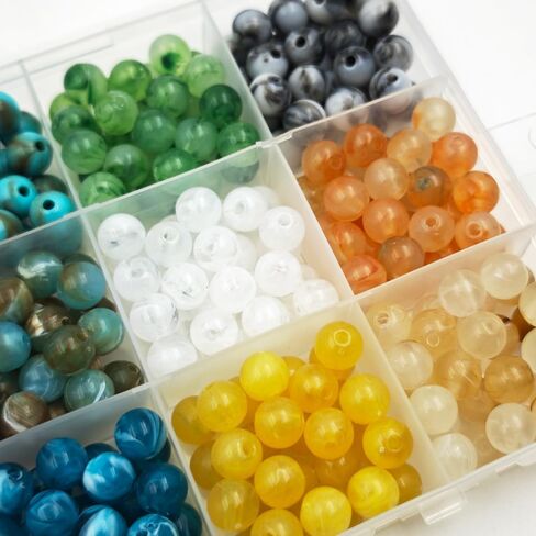 INSPIRELLE Acrylic Beads 450pcs Imitation-Gemstone Round Loose Beads for Jewelry Bracelets Necklace Making in Saudi Arabia