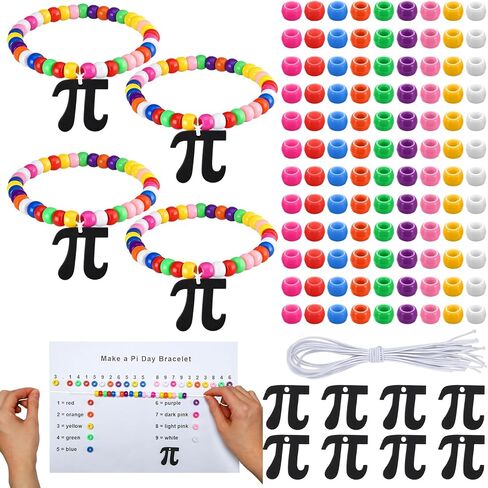 Ceenna 24 Pcs Pi Day Bracelet Crafts Kit Math Gifts Bracelet Bead Craft 3.14 Fun Pi Day Beads Charms for Educational Institution Gift Decoration Math Party Favors in Saudi Arabia