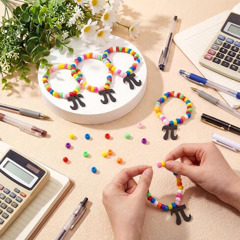 Ceenna 24 Pcs Pi Day Bracelet Crafts Kit Math Gifts Bracelet Bead Craft 3.14 Fun Pi Day Beads Charms for Educational Institution Gift Decoration Math Party Favors in Saudi Arabia