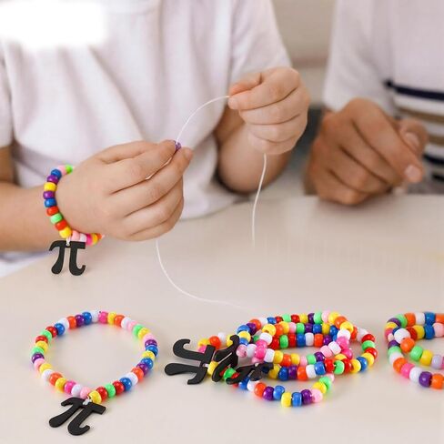 Ceenna 24 Pcs Pi Day Bracelet Crafts Kit Math Gifts Bracelet Bead Craft 3.14 Fun Pi Day Beads Charms for Educational Institution Gift Decoration Math Party Favors in Saudi Arabia