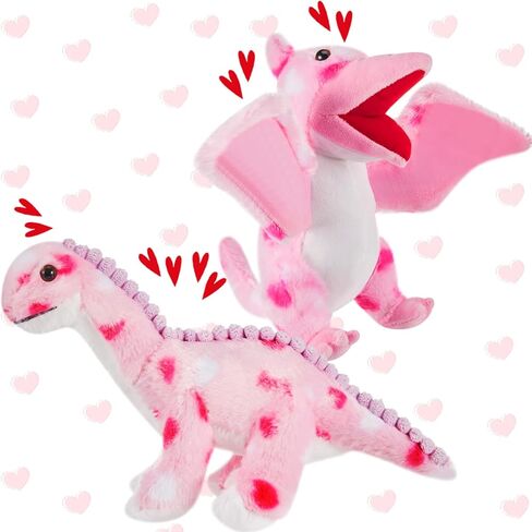 Deekin 2 جهاز كمبيوتر شخصى الديناصورات عيد الحب الحيوانات المحشوة Kawaii الوردي ديناصور أفخم الهدايا عقد لعبة الديناصورات القلب لهدايا عيد الحب لها (جميل) in Saudi Arabia