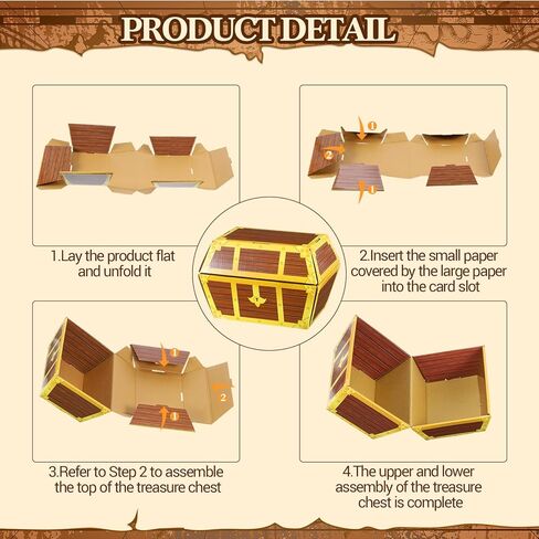 Honoson 13 Pcs Pirate Party Favor Boxes, 12 Foil Fake Gold Bars and 1 Pirate Chest Cardboard Box for Gold Party Decorations Casino Theme Parties Supplies Prizes Gift Box in Saudi Arabia
