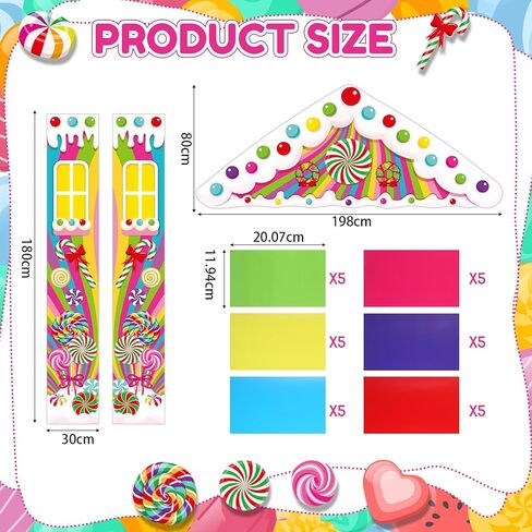 Namalu Candy House Door Banner Party Decorations 3 Candy Porch Banners with 30 Colorful PVC Candies Path Floor Stickers for Indoor Outdoor Holiday Scene Setup Sweet Birthday Theme Entryway Decor in Saudi Arabia