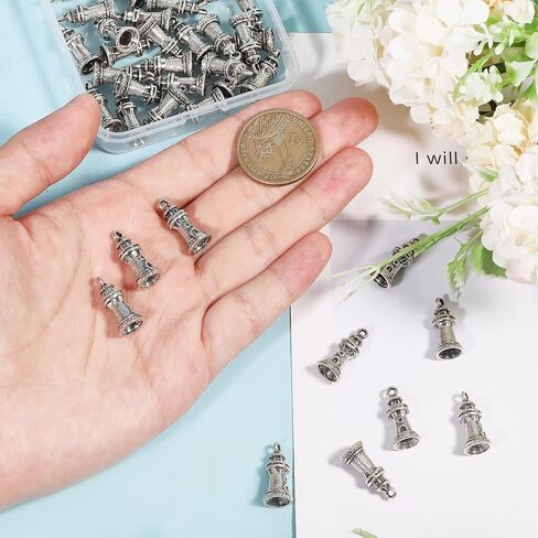 CHGCRAFT 40PCS Lighthouse Charm Alloy Tower Pendants Bulk Metal Lighthouse Pendant Charm Pendants for DIY Earrings Necklace Bracelet Making Jewelry Accessories in Saudi Arabia