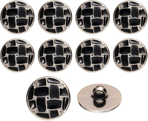 uxcell 10Pcs 25mm Round Resin Vintage Clothes Sewing Button Metal Coat Grid Buttons Craft Accessories for Garment Coat Decoration Crafts DIY Project, Black in Saudi Arabia
