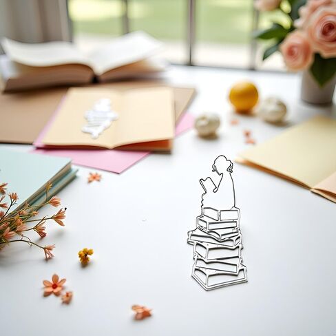 Reading Girl Die Cut for Card Making, Reading Girl Metal Cutting Dies Congratulations Die Cuts Happy Birthday Embossing Stencils Template for DIY Scrap-Booking Decor Wedding Birthday Blessing Card in Saudi Arabia