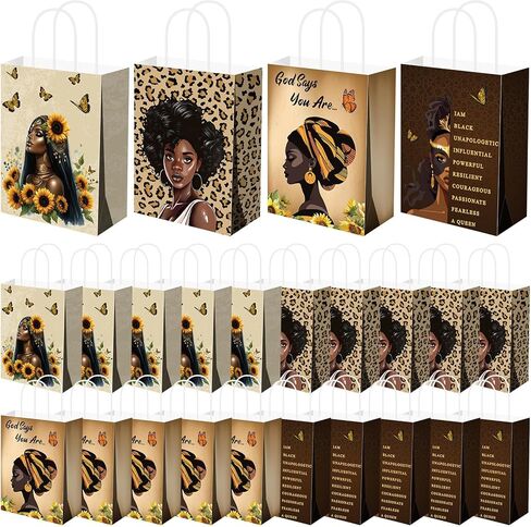 Kolldenn 24 Pcs African American Gift Bags for Women Paper African Purses Black History Bags with Handles Bulk for Commemoration Christmas Festival Party Goody Favors Juneteenth Freedom Day in Saudi Arabia