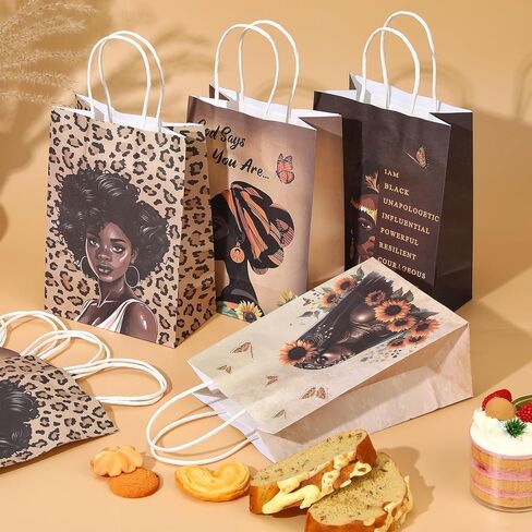 Kolldenn 24 Pcs African American Gift Bags for Women Paper African Purses Black History Bags with Handles Bulk for Commemoration Christmas Festival Party Goody Favors Juneteenth Freedom Day in Saudi Arabia