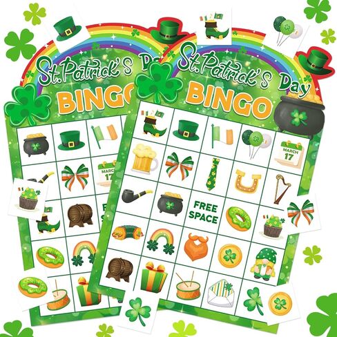 St Patrick's Day Bingo Cards 24 Players St. Patrick's Day Bingo Game for Kids Adults Festive Irish Themed Party Games Supplies Favors for Family School Classroom Game Activities in Saudi Arabia
