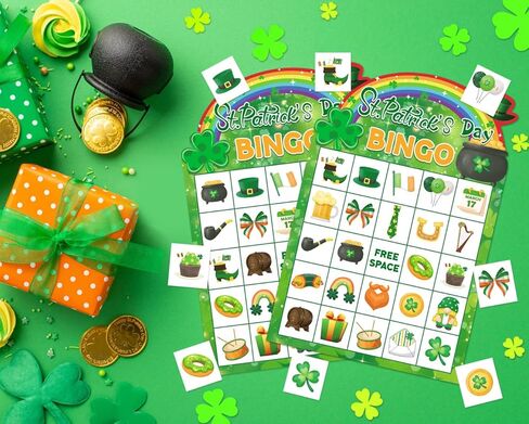 St Patrick's Day Bingo Cards 24 Players St. Patrick's Day Bingo Game for Kids Adults Festive Irish Themed Party Games Supplies Favors for Family School Classroom Game Activities in Saudi Arabia