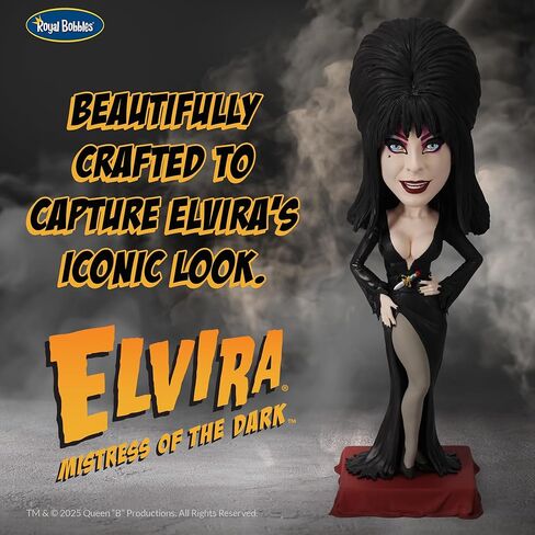 Royal Bobbles Elvira Mistress of The Dark V2 – 8 Inches Tall – Collectible Bobblehead Statue – Premium Polyresin Figure in Saudi Arabia