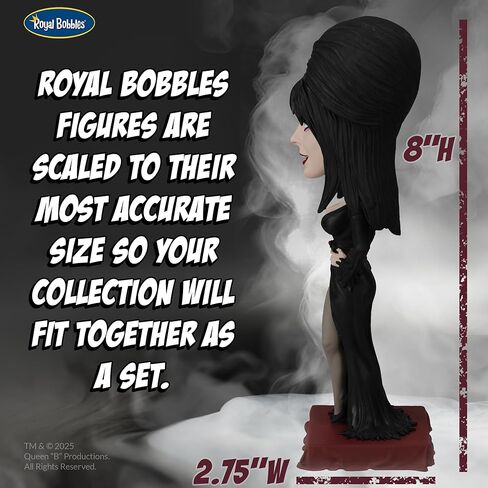 Royal Bobbles Elvira Mistress of The Dark V2 – 8 Inches Tall – Collectible Bobblehead Statue – Premium Polyresin Figure in Saudi Arabia