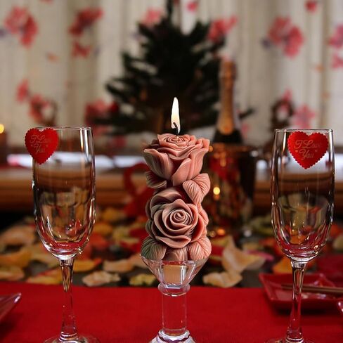 Rose Floral Column Candle Mold Silicone Rose Pillar Soap Mold for Valentines Anniversary Romantic Decorations Supplies in Saudi Arabia