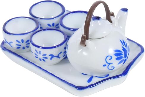 TOYANDONA طقم إبريق شاي مصغر بمقياس 1:12 طقم شاي سيراميك صيني مزخرف طقم شاي DIY زينة لديكور بيت الدمى المنزلي in Kuwait