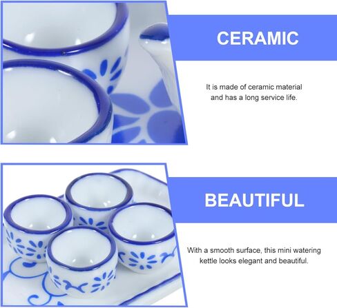 TOYANDONA طقم إبريق شاي مصغر بمقياس 1:12 طقم شاي سيراميك صيني مزخرف طقم شاي DIY زينة لديكور بيت الدمى المنزلي in Kuwait