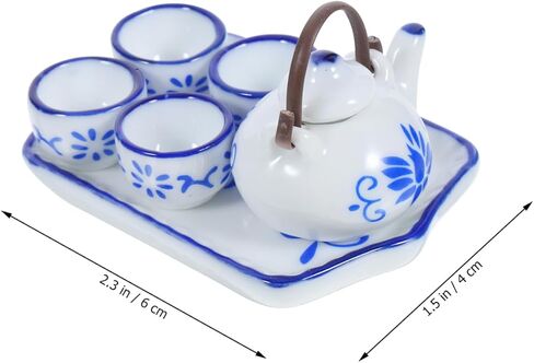 TOYANDONA طقم إبريق شاي مصغر بمقياس 1:12 طقم شاي سيراميك صيني مزخرف طقم شاي DIY زينة لديكور بيت الدمى المنزلي in Kuwait