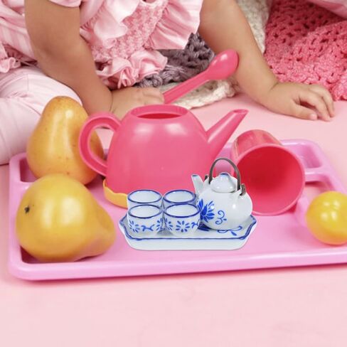 TOYANDONA طقم إبريق شاي مصغر بمقياس 1:12 طقم شاي سيراميك صيني مزخرف طقم شاي DIY زينة لديكور بيت الدمى المنزلي in Kuwait