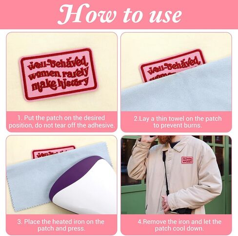 2Pcs Well Behaved Women Rarely Make History Patch, 3 Inch Iron/Sew on Embroidered Applique Patch for Clothes Backpacks Hats, Personalized Funny DIY Feminist Gifts for Mom Friends in Saudi Arabia