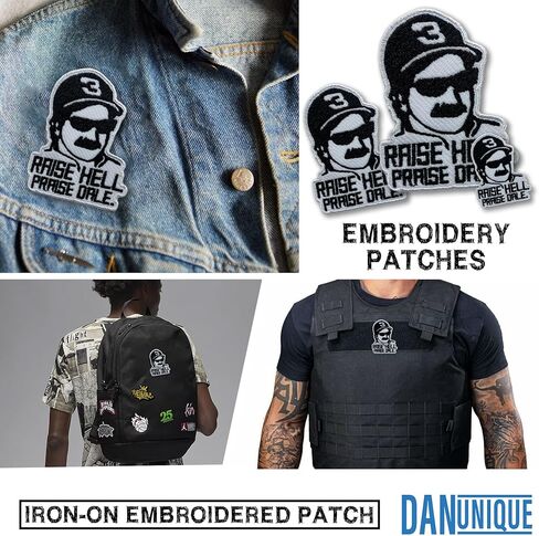 Raise Hell Praise Dale Patch Dale Racer Racing Car Embroidered Patches 3" Memorial Iron On Embroidery Patch for Caps, Bags, Backpacks, Hat, Jackets, Uniform DIY PVC Patch Gifts 3 Inches in Saudi Arabia
