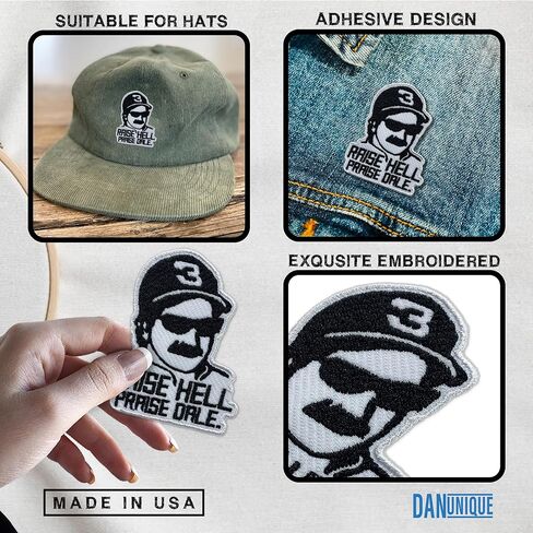 Raise Hell Praise Dale Patch Dale Racer Racing Car Embroidered Patches 3" Memorial Iron On Embroidery Patch for Caps, Bags, Backpacks, Hat, Jackets, Uniform DIY PVC Patch Gifts 3 Inches in Saudi Arabia