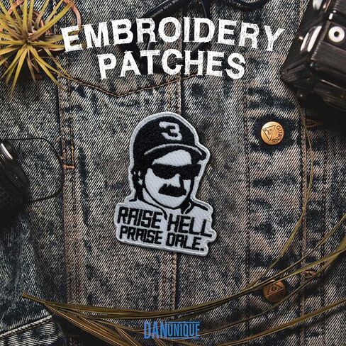 Raise Hell Praise Dale Patch Dale Racer Racing Car Embroidered Patches 3" Memorial Iron On Embroidery Patch for Caps, Bags, Backpacks, Hat, Jackets, Uniform DIY PVC Patch Gifts 3 Inches in Saudi Arabia