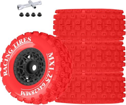 1/14 1/16 All-Terrain Short Course Tires for 1/16 Slash 4X4/Mojave GROM 223S,MJX 14301-14303,Tamiya KY0SH0 HP1 1/14 1/18 Scale On/Off Road,Red&Black in Saudi Arabia