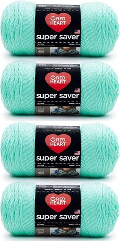 Bulk Buy - Red Heart Super Saver Minty Yarn - 4 Pack of 198g/7oz - Acrylic - 4 Medium (Worsted) - 364 Yards - Knitting/Crochet in Saudi Arabia