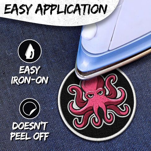 Octopus Patch for Clothes Ocean Cephalopod Tentacles – Embroidered Iron on Patch for Backpack Jacket - Fabric Patches for Clothes Souvenirs & Gifts for Animal Lovers ID45095 in Saudi Arabia
