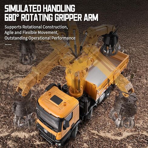 20-Inch 3 in 1 Remote Control Dump Truck Wood Grabber 26-Channels 1/14 Scale 6.6LBS Load Capacity RC Heavy Duty Metal Construction Vehicles Toy for 14y+ Beginners (8 Wheels) in Saudi Arabia