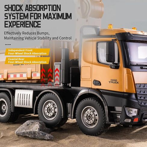 20-Inch 3 in 1 Remote Control Dump Truck Wood Grabber 26-Channels 1/14 Scale 6.6LBS Load Capacity RC Heavy Duty Metal Construction Vehicles Toy for 14y+ Beginners (8 Wheels) in Saudi Arabia