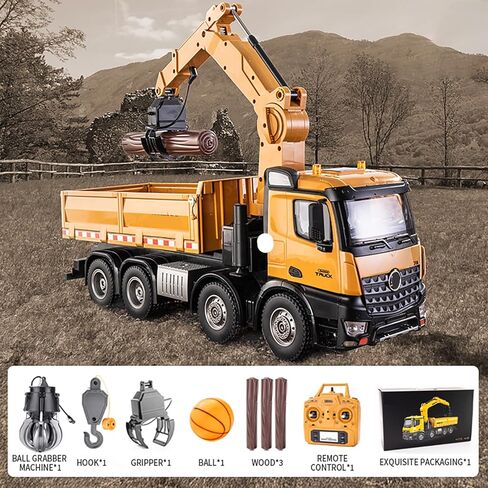 20-Inch 3 in 1 Remote Control Dump Truck Wood Grabber 26-Channels 1/14 Scale 6.6LBS Load Capacity RC Heavy Duty Metal Construction Vehicles Toy for 14y+ Beginners (8 Wheels) in Saudi Arabia