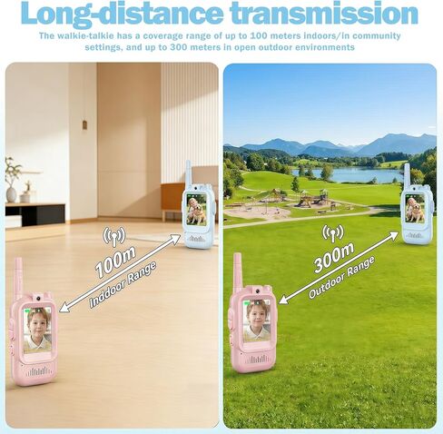 Video Walkie Talkies for Kids, Rechargeable Walkie Talkies for Kids, Long-Distance Transmission, Indoor and Outdoor Real-Time Video and Call, Gift for Boys and Girls Aged 3-12 (Blue and Pink) in Saudi Arabia