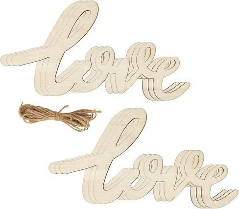 8 Pack Wood Love Cutouts Unfinished Wooden Love Hanging Ornaments DIY Love Craft Gift Tags for Thanksgiving Christmas Home Party Decoration Craft Project in Saudi Arabia