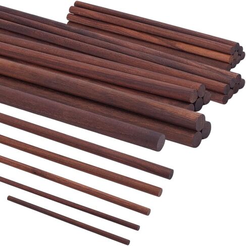 OLYCRAFT 30Pcs Walnut Dowel Rods 5.9/9.8 Inch Long Walnut Wood Sticks 5.5/6/8/10/12mm Unfinished Round Sticks Wooden Carving Blocks Wooden Sticks for Handmade Building Model DIY Craft Supplies in Saudi Arabia