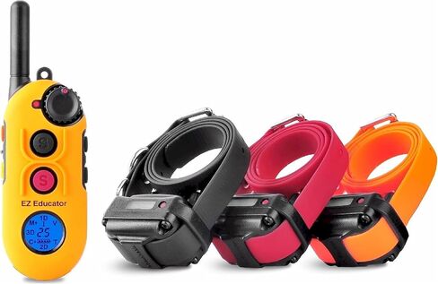 Educator EZ 1/2 Mile Dog Training Collar with Ergonomic Remote, Safe Humane Vibration Stimulation, Pavlovian Tone, Waterproof, Odorproof Biothane Collar, Night Light, Rechargeable, 4 Dog, Yellow in Saudi Arabia