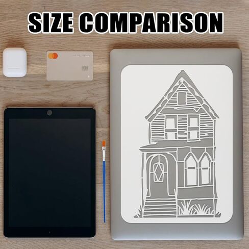 FINGERINSPIRE 9PCS Town and Village Architecture Stencils with 1Pc Brush 8.3x11.7inch/21x29.7cm City Buildings Pattern Stencils City Country Scene Template for DIY Crafts Furniture Wall Decoration in Saudi Arabia