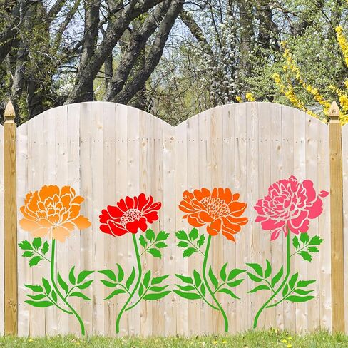 استنسل زهور كبير قابل لإعادة الاستخدام، استنسل حائط مقاس 12 × 14 بوصة لطلاء نمط كبير، مجموعات قوالب طلاء للخشب والأثاث وسياج الحديقة والجدار والأقمشة in Kuwait