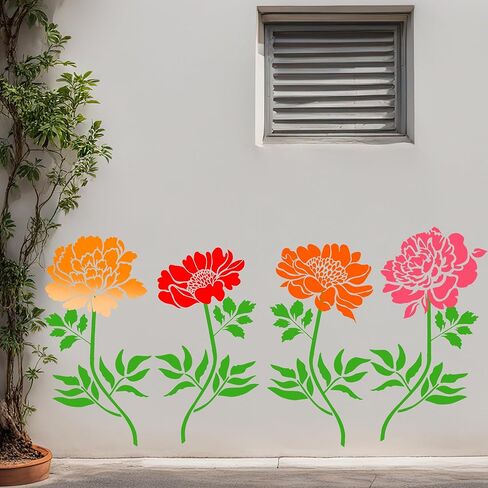 استنسل زهور كبير قابل لإعادة الاستخدام، استنسل حائط مقاس 12 × 14 بوصة لطلاء نمط كبير، مجموعات قوالب طلاء للخشب والأثاث وسياج الحديقة والجدار والأقمشة in Kuwait