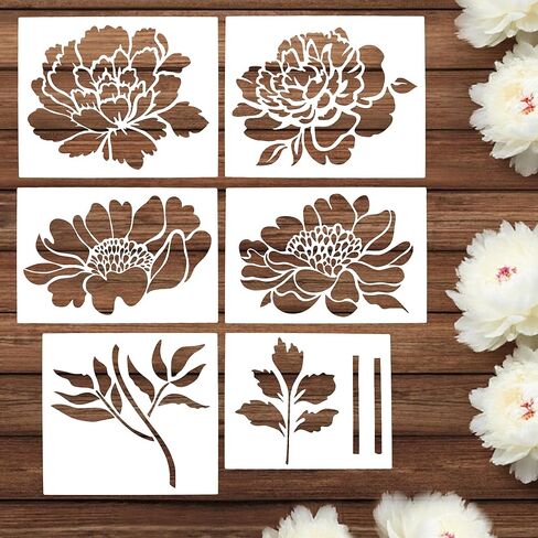 استنسل زهور كبير قابل لإعادة الاستخدام، استنسل حائط مقاس 12 × 14 بوصة لطلاء نمط كبير، مجموعات قوالب طلاء للخشب والأثاث وسياج الحديقة والجدار والأقمشة in Kuwait