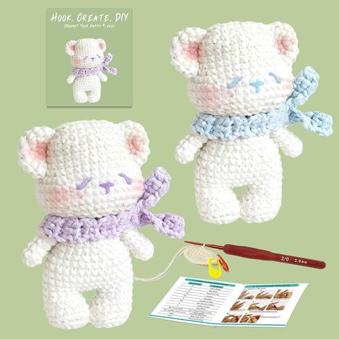 JueRum Cat Crochet Kit for Beginners,Learn to Crochet Beginner Crochet Kit for Adults, Amigurumi Crochet Animals Cat Crafts Knitting Kit with Step-by-Step Video Tutorials in Saudi Arabia