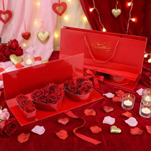 مجموعة هدايا عيد الحب المكونة من 6 قطع من Fullhawl تتضمن 3 قطع فارغة من صندوق هدايا زهور I Love You ومجموعة حقائب يد من 3 قطع مقاس 17.7 × 6.1 × 1.97 بوصة، صندوق إبداعي للصديقات النسائية يمكن ملؤه بالهدايا in Saudi Arabia