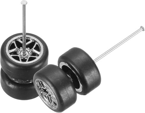 MECCANIXITY 2 Set 1/64 Wheels and Tires Set, Real Riders Rims Includes Axles for RC Diecast Car DIY Model, 10-Spoke Silver Rims in Saudi Arabia