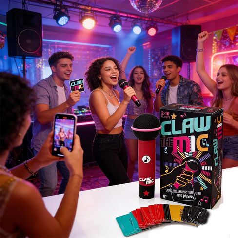 Mic Karaoke Party Game - Hilarious Singing Challenge for Families & Friends with 250 Song Lyrics - Perfect for Game Nights & Birthday Parties 8 Years Old (2-10 Players) in Saudi Arabia