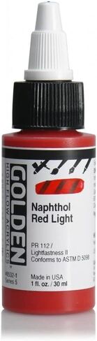 GOLDEN High Flow Acrylics, Naphthol Red Light, 1 fl. oz. Bottle, Professional Acrylic Paint, Semi-Opaque in Saudi Arabia
