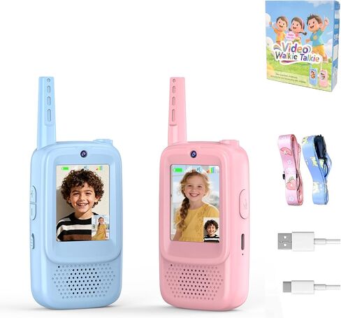 Kid Walkie Talkies for Kids 2 Pack, Long Range Rechargeable Walkie Talkies for Kids with LCD Screen & Earpieces, for Outdoor Adventures, Camping, Hiking, Birthday in Saudi Arabia