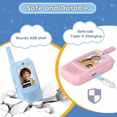 Kid Walkie Talkies for Kids 2 Pack, Long Range Rechargeable Walkie Talkies for Kids with LCD Screen & Earpieces, for Outdoor Adventures, Camping, Hiking, Birthday in Saudi Arabia