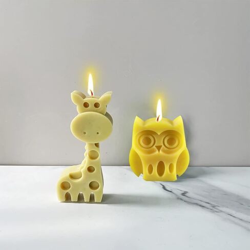 2pcs 3D Candle Mold Animal Resin Mold Dinosaur Epoxy Molds Silicone Owl Giraffe Elephant Frog Mould for DIY Craft Handmade Soap Candle Making (A) in Saudi Arabia
