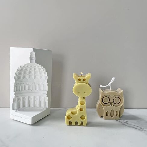 2pcs 3D Candle Mold Animal Resin Mold Dinosaur Epoxy Molds Silicone Owl Giraffe Elephant Frog Mould for DIY Craft Handmade Soap Candle Making (A) in Saudi Arabia
